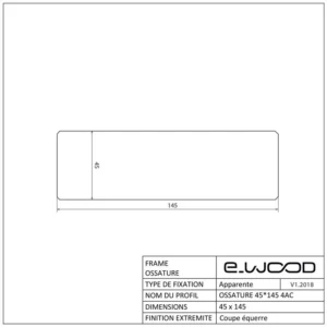 OSSATURE BOIS MASSIF RABOTÉ EPICÉA NATUREL - 45*145*LONG.DISPONIBLE - Profil cotes img