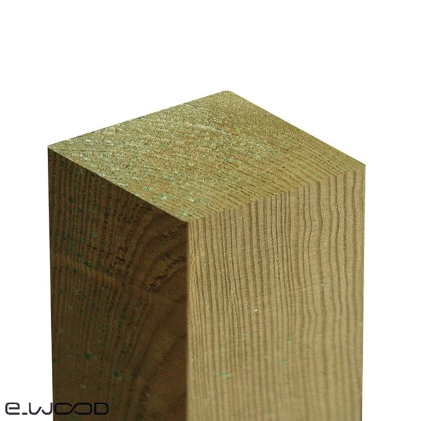 POTEAU BOIS PIN SYLVESTRE CLASSE 4 VERT - ANGLES ARRONDIS 145*145*3000 - Zoom img