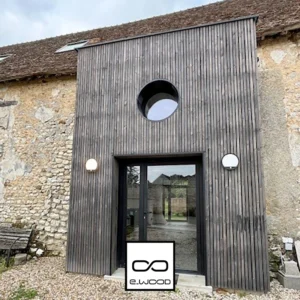 BARDAGE BOIS EPICÉA CLASSE 3.1 GRIS INTEMPOREL - KARL1 40*40*LONG.DISPONIBLE - Ambiance6 img