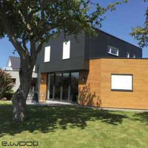 BARDAGE BOIS EPICÉA CLASSE 3.1 SATURÉ TON BOIS BRUN (HAVANE) - ASLOG 26*122*LONG.DISPONIBLE - Ambiance3 img