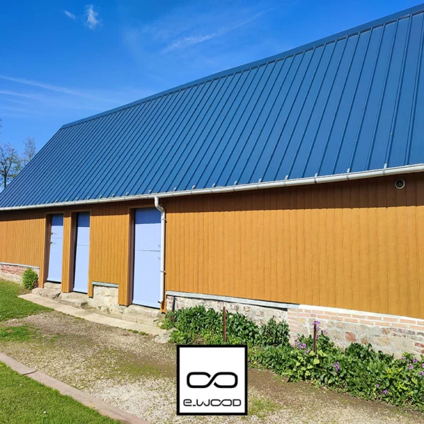 BARDAGE BOIS EPICÉA CLASSE 3.1 PEINT TON BOIS SABLE - IVAR 20*125*LONG.DISPONIBLE - Ambiance3 img