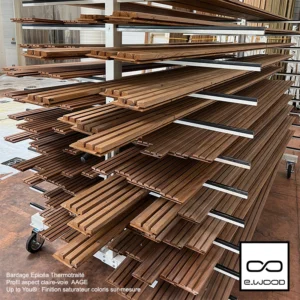BARDAGE BOIS EPICÉA THERMO CLASSE 3.2 SATURÉ TON BOIS TEAK - AAGE 34*125*LONG.DISPONIBLE - Ambiance6 img