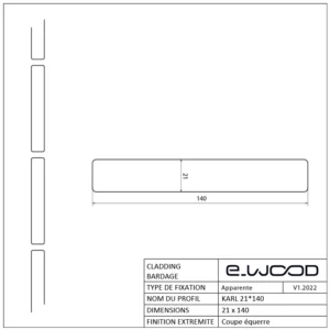 BARDAGE BOIS DOUGLAS PURGÉ D'AUBIER NATUREL - KARL 21*140*LONG.DISPONIBLE - Profil cotes img
