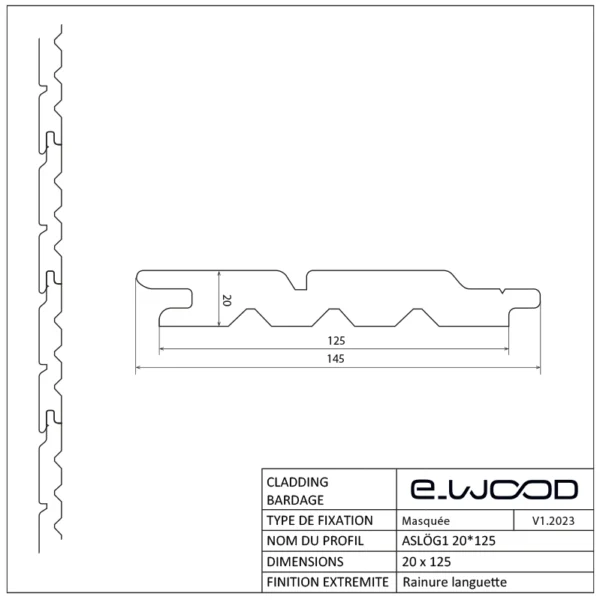 BARDAGE BOIS DOUGLAS CLASSE 3.1 ROSE DOUGLAS - ASLOG1 20*125*LONG.DISPONIBLE - Packshot2 img