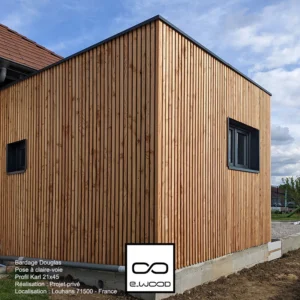 BARDAGE BOIS DOUGLAS CLASSE 3.2 ROSE DOUGLAS - KARL 21*45*LONG.DISPONIBLE - Ambiance2 img