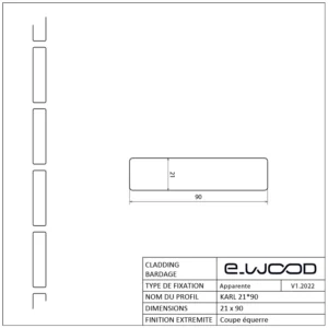 BARDAGE BOIS DOUGLAS CLASSE 3.2 ROSE DOUGLAS - KARL 21*90*LONG.DISPONIBLE - Profil cotes img