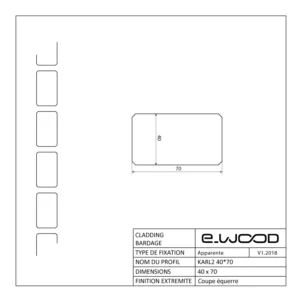 BARDAGE BOIS DOUGLAS CLASSE 3.2 GRIS PRÉ VIEILLI - KARL2 40*70*LONG.DISPONIBLE - Profil cotes img