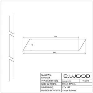 BARDAGE BOIS DOUGLAS CLASSE 3.2 GRIS PRÉ VIEILLI - SVEN4 27*145*LONG.DISPONIBLE - Profil cotes img
