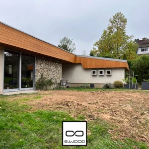 BARDAGE BOIS DOUGLAS CLASSE 3.1 SATURÉ TON BOIS AMBRÉ (MIEL HONEY) - ASLOG 27*125*LONG.DISPONIBLE - Ambiance2 img