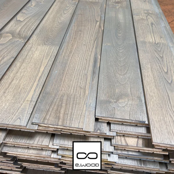 BARDAGE BOIS CHÂTAIGNIER ABOUTÉ CLASSE 4 SATURÉ GRIS SILVER GREY (GRIS) - ORLA 20*110*3000 - Ambiance6 img