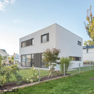 BARDAGE BOIS CHÂTAIGNIER ABOUTÉ CLASSE 4 SATURÉ GRIS GREY CLOUD (VIEUX BOIS) - KARL1 40*40*3000 - Ambiance1 img