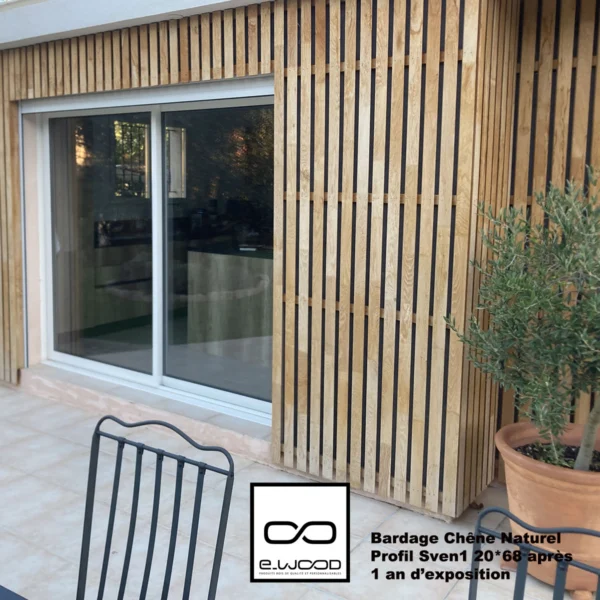 BARDAGE BOIS CHÊNE ABOUTÉ CLASSE 4 NATUREL - SVEN1 21*68*3000 - Ambiance1 img