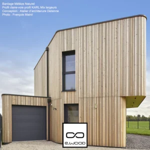 BARDAGE BOIS MÉLÈZE CLASSE 3.2 NATUREL - KARL MIX 21*385*LONG.DISPONIBLE - Ambiance1 img