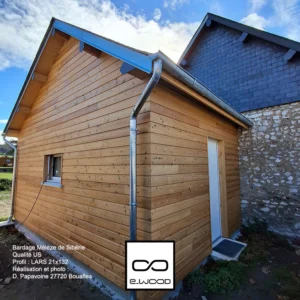 BARDAGE BOIS MÉLÈZE CLASSE 3.2 NATUREL - LARS 21*132*LONG.DISPONIBLE - Ambiance2 img