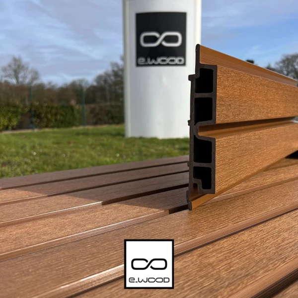 BARDAGE E-WOOD® BOIS COMPOSITE EXCELLENCE BROSSÉ TON BOIS TEAK - AAGE2 34*150*LONG.DISPONIBLE - Zoom img