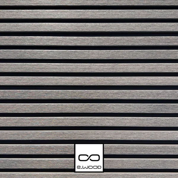 BARDAGE E-WOOD® BOIS COMPOSITE EXCELLENCE BROSSÉ GRIS SILVER SUR FOND NOIR - AAGE 34*185*3500 - Packshot2 img