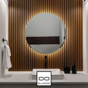 BARDAGE E-WOOD® BOIS COMPOSITE EXCELLENCE BROSSÉ TON BOIS TEAK SUR FOND NOIR - AAGE 34*185*3500 - Ambiance2 img