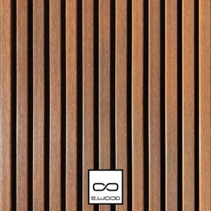 BARDAGE E-WOOD® BOIS COMPOSITE EXCELLENCE BROSSÉ TON BOIS TEAK SUR FOND NOIR - AAGE 34*185*3500