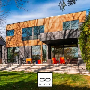 BARDAGE E-WOOD® BOIS COMPOSITE EXCELLENCE BROSSÉ TON BOIS RED CEDAR - AAGE MIX 34*335*LONG.DISPONIBLE - Ambiance2 img