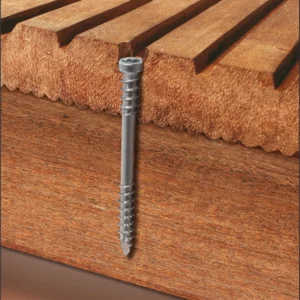 INOX A4 - VIS TERRASSE EN BOIS DURS 6 X 60 MM FILETAGE DE FIXATION TÊTE RÉDUITE CYLINDRIQUE T25 POINTE CUT INOX A4 SPAX® BOITE DE 100 VIS. 6*60 - Ambiance1 img