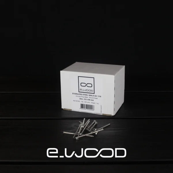 INOX A4 - POINTE BARDAGE 3,1 X 65 MM ANNELÉE TÊTE BOMBÉE INOX A4 BOITE DE 1KG - 270 POINTES ENV. - Packshot2 img