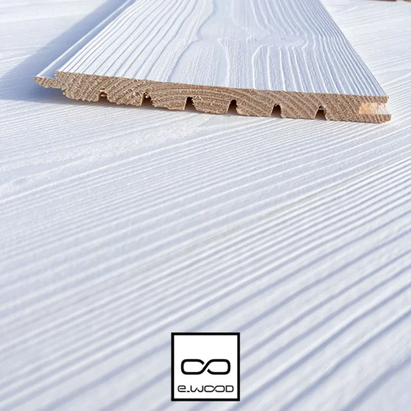 LAMBRIS BOIS EPICÉA PEINT BLANC PUR - BROSSÉ JOINTIF 16*180*2370 - Zoom2 img