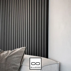 PAREMENT MURAL BOIS MDF REVÊTU MAESTRO LATT NOIR MAT - BLACK - ASPECT CLAIRE-VOIE 20*287*2770 - Ambiance2 img