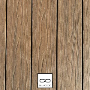 TERRASSE E-WOOD® BOIS COMPOSITE ALVÉOLAIRE STRUCTURÉ ET BROSSÉ TON BOIS TEAK - CLIP 25*140*2800 - Packshot2 img