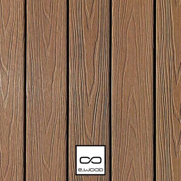 TERRASSE E-WOOD® BOIS COMPOSITE EXCELLENCE SEMI-PLEIN STRUCTURÉ ET BROSSÉ TON BOIS IPÉ - CLIP 23*138*4000 - Packshot1 img