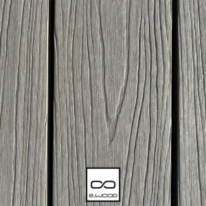 TERRASSE E-WOOD® BOIS COMPOSITE PLEIN STRUCTURÉ ET BROSSÉ GRIS ANTIQUE - A VISSER 23*138*3000 - Packshot3 img