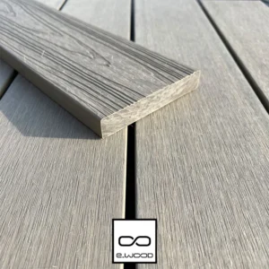 TERRASSE E-WOOD® BOIS COMPOSITE PLEIN STRUCTURÉ ET BROSSÉ GRIS ANTIQUE - A VISSER 23*138*3000 - Zoom img