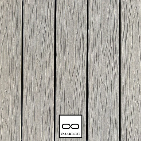 TERRASSE E-WOOD® BOIS COMPOSITE PLEIN STRUCTURÉ ET BROSSÉ GRIS ANTIQUE - A VISSER 23*138*3000 - Packshot1 img