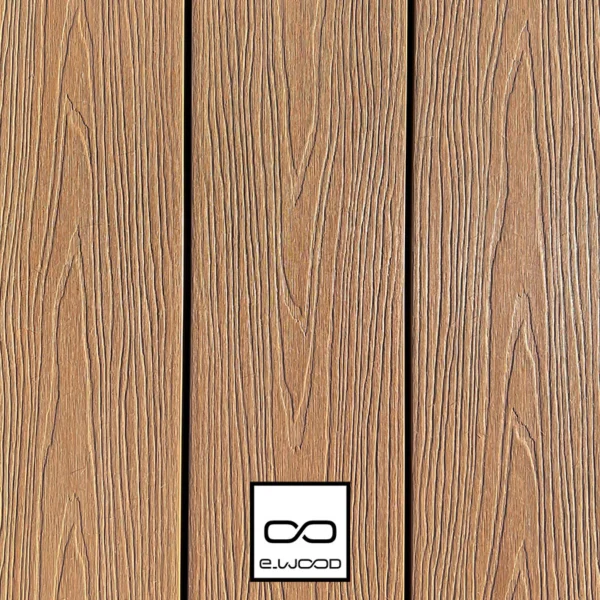 TERRASSE E-WOOD® BOIS COMPOSITE SEMI PLEIN STRUCTURÉ ET BROSSÉ TON BOIS RED CEDAR - CLIP 23*210*4000 - Packshot2 img