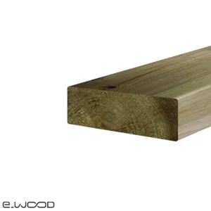 OSSATURE TERRASSE BOIS PIN SYLVESTRE CLASSE 4 VERT - ANGLES ARRONDIS 58*168*LONG.DISPONIBLE - Zoom img