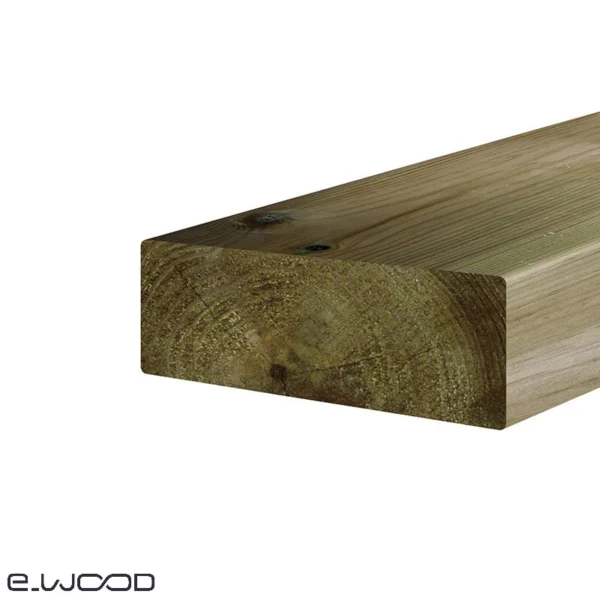 OSSATURE TERRASSE BOIS PIN SYLVESTRE CLASSE 4 VERT - ANGLES ARRONDIS 70*195*LONG.DISPONIBLE - Zoom img