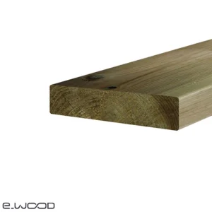OSSATURE TERRASSE BOIS PIN SYLVESTRE CLASSE 4 VERT - ANGLES ARRONDIS 45*195*LONG.DISPONIBLE - Zoom img