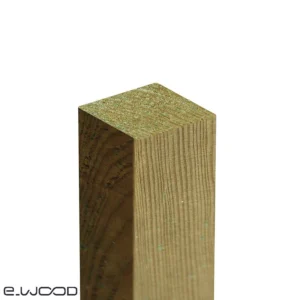 POTEAU BOIS PIN SYLVESTRE CLASSE 4 VERT - ANGLES ARRONDIS 90*90*3000 - Zoom img