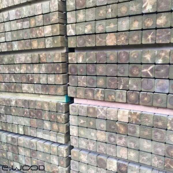 POTEAU BOIS PIN SYLVESTRE CLASSE 4 VERT - ANGLES ARRONDIS 90*90*3000 - Packaging img