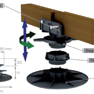 ACCESSOIRES TERRASSE B20 - PLOT RÉGLABLE 20 À 30 MM SPÉCIAL LAMBOURDE BOIS - Packshot2 img