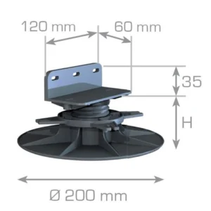 ACCESSOIRES TERRASSE B70 - PLOT RÉGLABLE 75 À 115 MM SPÉCIAL LAMBOURDE BOIS - Packshot1 img