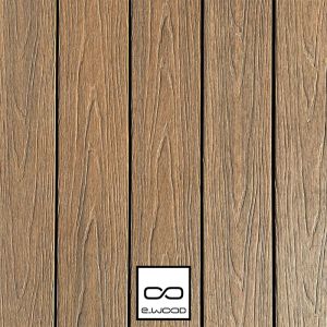 TERRASSE E-WOOD® BOIS COMPOSITE PLEIN STRUCTURÉ ET BROSSÉ TON BOIS RED CEDAR - A VISSER 23*138*3000
