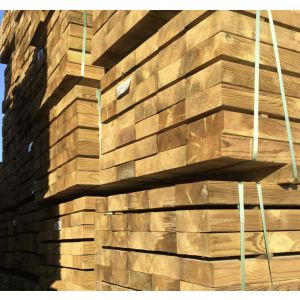 OSSATURE TERRASSE BOIS PIN SYLVESTRE CLASSE 4 VERT - ANGLES ARRONDIS 70*195*LONG.DISPONIBLE