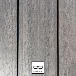 TERRASSE E-WOOD® BOIS COMPOSITE SEMI PLEIN STRUCTURÉ ET BROSSÉ GRIS SILVER - CLIP 23*210*4000