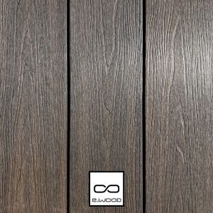TERRASSE E-WOOD® BOIS COMPOSITE SEMI PLEIN STRUCTURÉ ET BROSSÉ TON BOIS AGED WOOD - CLIP 23*210*4000