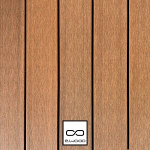 TERRASSE E-WOOD® BOIS COMPOSITE PLEIN STRUCTURÉ ET BROSSÉ TON BOIS TEAK - A VISSER 23*138*3000