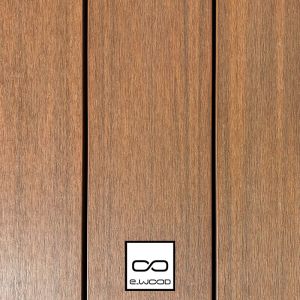 TERRASSE E-WOOD® BOIS COMPOSITE SEMI PLEIN STRUCTURÉ ET BROSSÉ TON BOIS TEAK - CLIP 23*210*4000