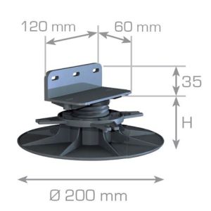 ACCESSOIRES TERRASSE B70 - PLOT RÉGLABLE 75 À 115 MM SPÉCIAL LAMBOURDE BOIS